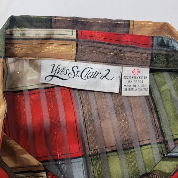 Yves St. Clair 2 Women's Button up Blouse Shirt Size 20W 20 Sheer Vintage Shiny - Picture 4 of 8